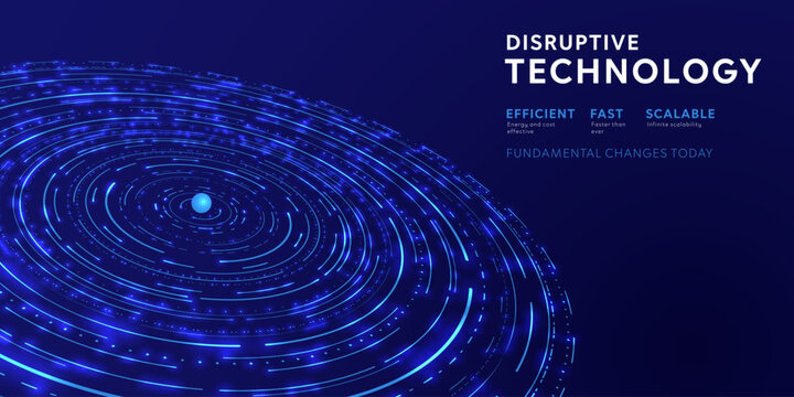 Digital technology transformation background. Disruptive innovation operating systems marketing banner for presentations.