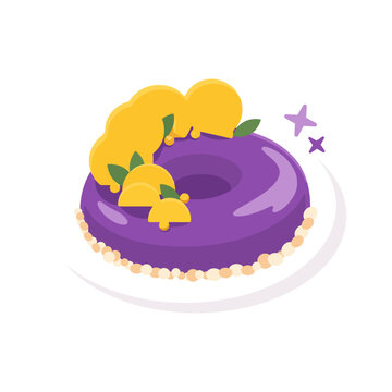 Purple Ring Cake with Fruit Garnish