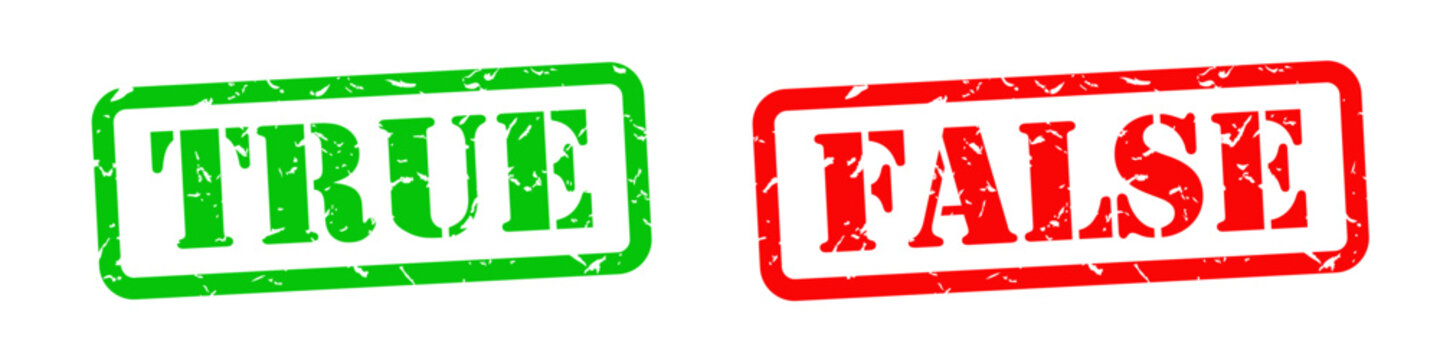 True and False rubber stamps concept isolated on white