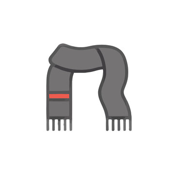Gray scarf with red stripe and fringe