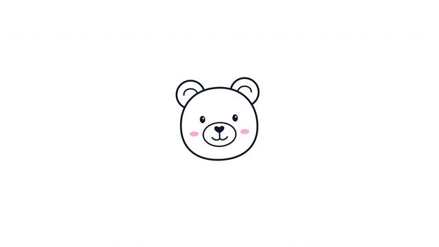 Minimalist Smiling Bear Face 4k animation