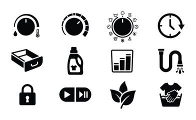 Fototapeta premium 12 Appliance Control Icons, Silhouette, for Home Device Interface Design