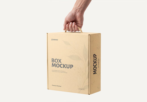 Box Packaging Mockup with Handle