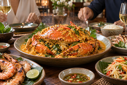 Pu Pad Pong Karee Thai Curry Crab Thai Family Style Meal