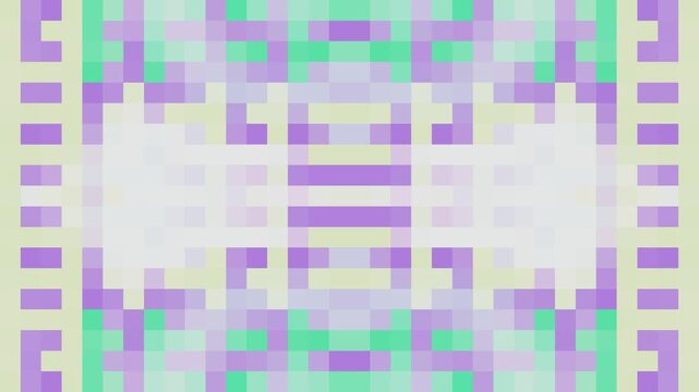 Pastel Purple Green and White Pixelated Geometric Grid Pattern Animation