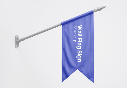 Wall Mounted Flag Mockup