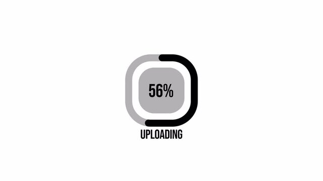 Digital Uploading Progress Bar Animation, Modern Software UI, Data Transfer Loading Interface, Futuristic Technology HUD and Computing Visualization, Transparent Background
