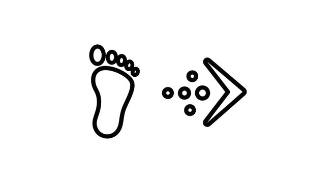 Minimalist icon set representing step count and motion indicator for activity tracking with indicator footprint tracking activity exercise progress movement direction pedometer