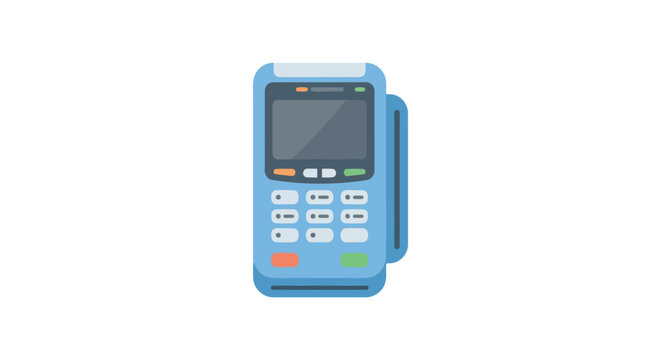Portable payment terminal with keypad and card reader is digitally illustrated