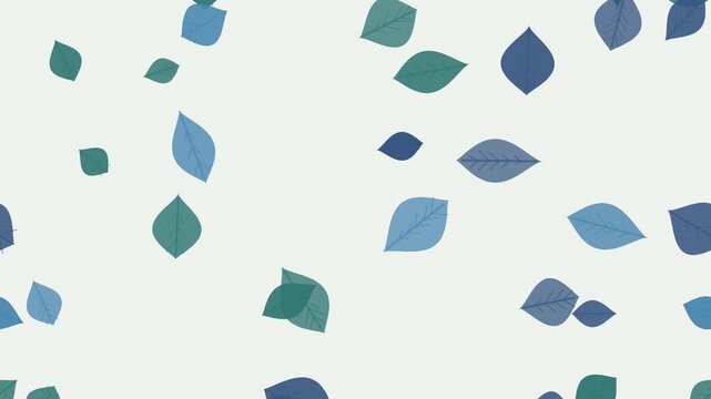 Cyan falling leaves motion background seamless loop animation
