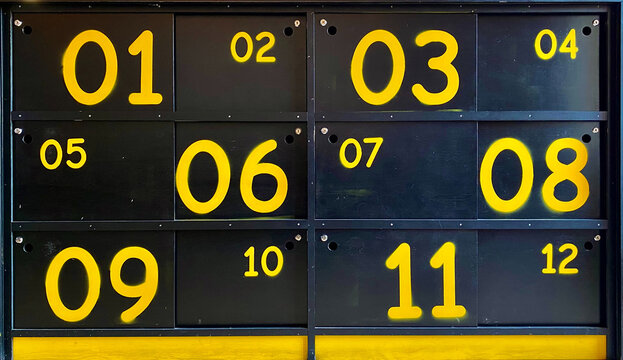 Information wooden panel with numbers