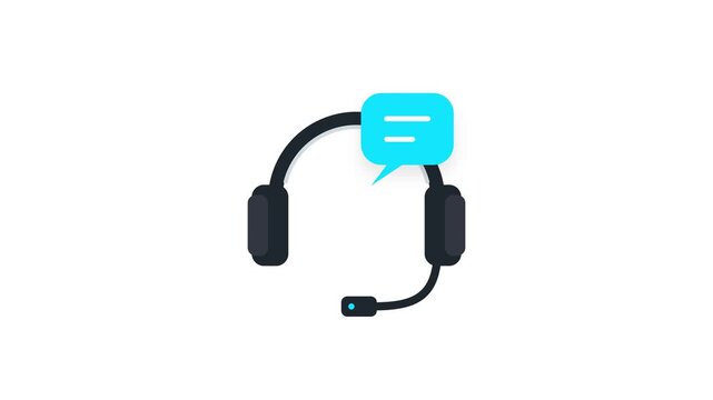 Call center headset vector icon with a speech bubble for customer support and communication