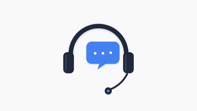 Customer Support and Online Communication Icon Featuring a Headset and Speech Bubble for Call Center Services
