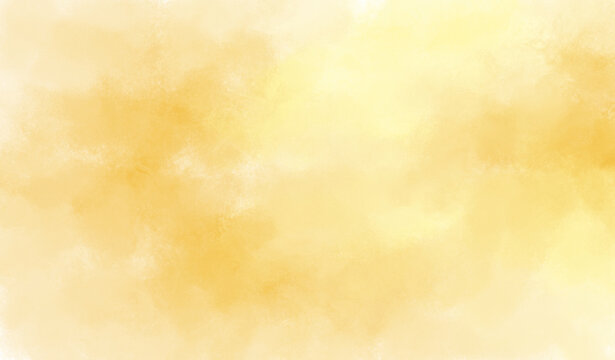 Yellow watercolor texture with soft cloudlike brushwork creating warm abstract background for design, stationery, wallpaper, or artistic composition with gentle luminous atmosphere and subtle