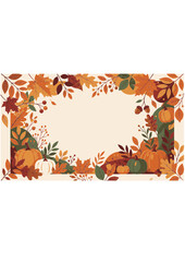 Fototapeta premium Autumn Decorative Background with Leaves, Pumpkins and Seasonal Foliage Vector Illustration