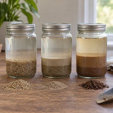 Soil Texture Layers in Three Jars