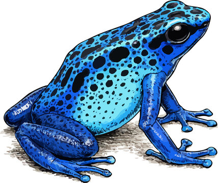 blue poison dart frog, Dendrobates tinctorius illustration art