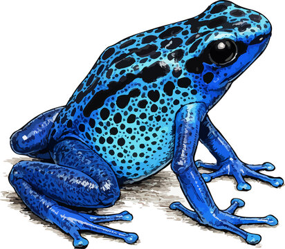 blue poison dart frog Dendrobates tinctorius illustration ar
