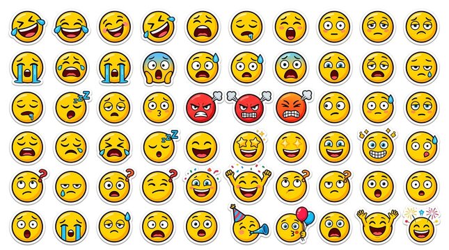 Cartoon emoji stickers set