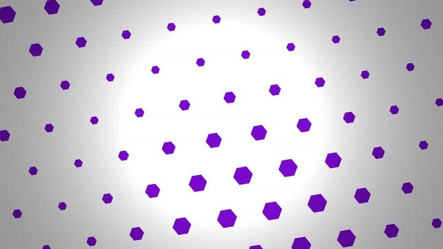 Abstract Geometric Background with Purple Hexagon Patterns Moving and Scaling on a Gradient Grey Backdrop