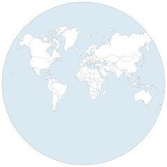 Fototapeta premium Global Continents as Editable Projection Atlas editable country borders with graticule lines on a geographic projection in Atlas Van Der Grinten Clean Minimal for Blushing Stylish Professional Poster