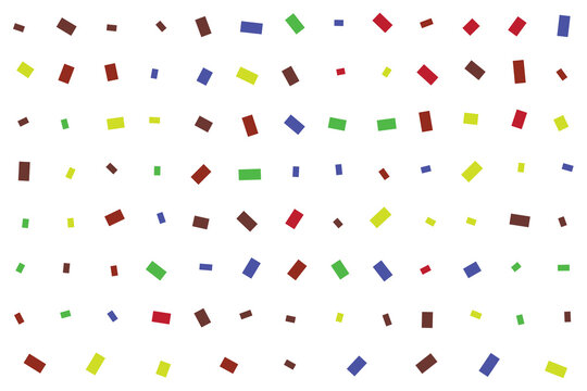 Abstract pattern of colorful rectangular confetti shapes scattered randomly isolated on transparent background