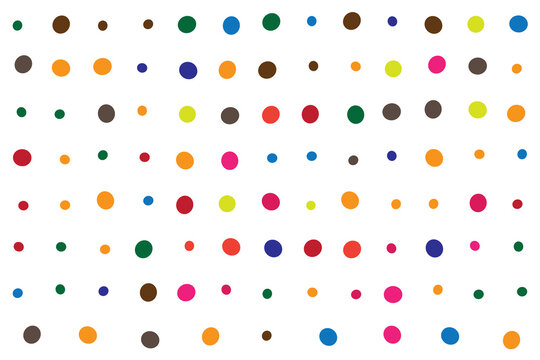 Abstract background with colorful polka dots of various sizes isolated on transparent background
