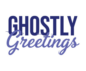 Ghostly greetings halloween typography with dark blue and light purple lettering for seasonal holiday cards and spooky party invitations © MOKBUL