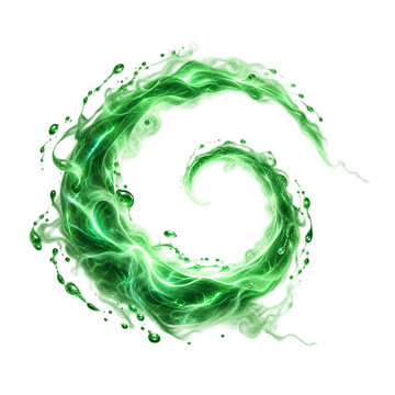 Green ectoplasm spiral trail on transparent background