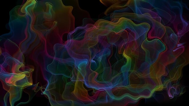 Dynamic Colorful Smoke Cloud with Flowing Energy Waves 4K Video