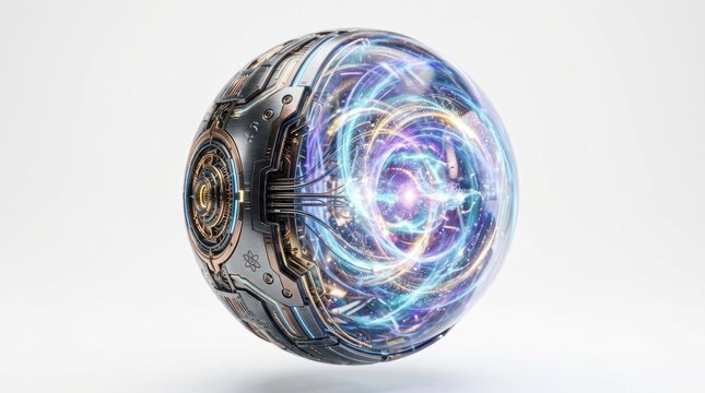 Detailed Quantum Superposition Sphere Glow, Futuristic SciFi Energy Core Concept in Cinematic Widescreen Composition.