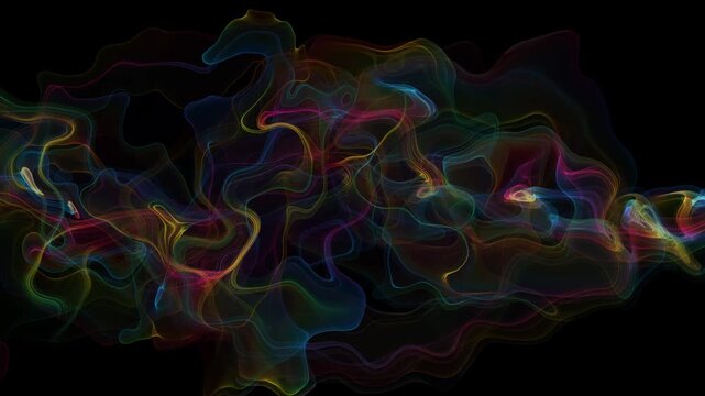 Luminous Neon Smoke Ribbons Forming Abstract Motion Background 4K Video
