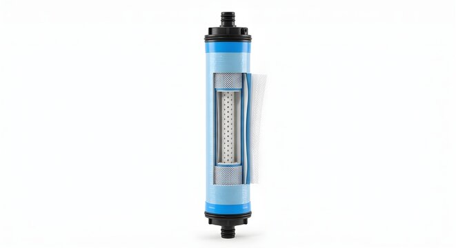 Detailed Cutaway 3D Render of a Reverse Osmosis Water Filter Membrane Cartridge