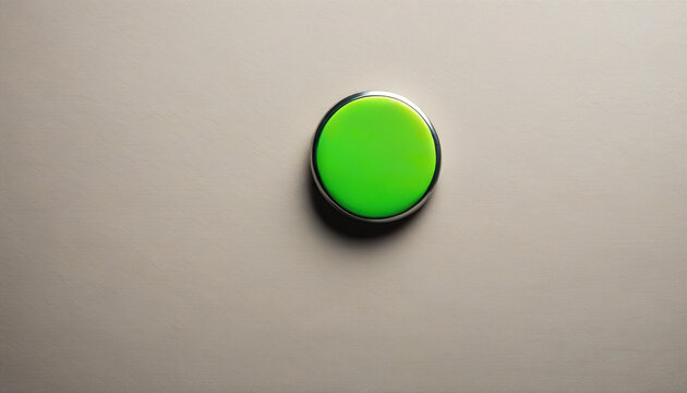 Neon Green Power Button Sign Template with Large Copy Space on White Background