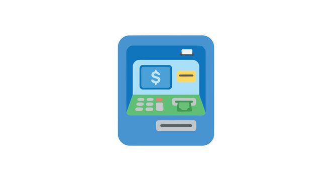 Automated teller machine icon with dollar sign flat vector illustration on white background