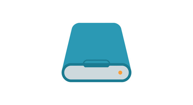 External hard drive illustration with blue casing and white base