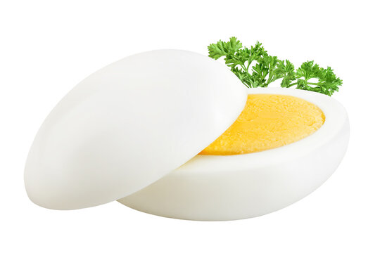 Boiled chicken egg isolated on white background.