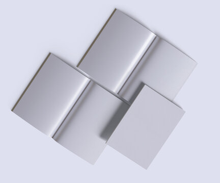 Realistic 3d render magazine or book blank white color for mockup collection