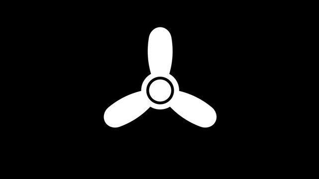 Boat Propeller Icon Spinning Fast Loop Animation with High Speed Engine Vibration on Black Background
