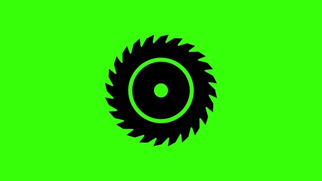 Circular Saw Blade Spinning Fast Loop Animation with Industrial Cutting Vibration on Green Screen Representing Woodworking Machinery