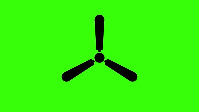 Electric Ceiling Fan Spinning Blade Loop Animation on Green Screen Representing Domestic Ventilation Cooling