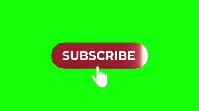 Subscribe Button Animation with Clicking Hand on Green Background