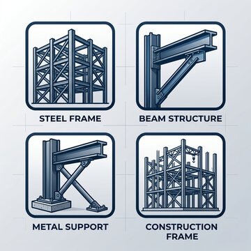 Set of Metal Construction Framing Icons