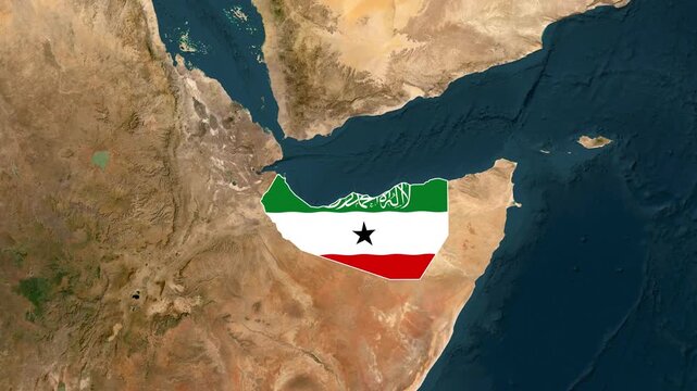 Political map showcasing Somaliland borders with flag overlay video animation motion
