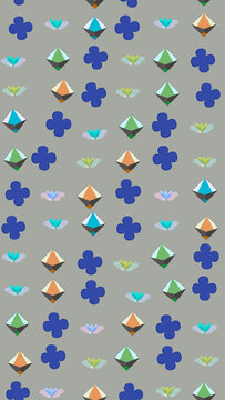 Geometric shapes and stylized flowers pattern