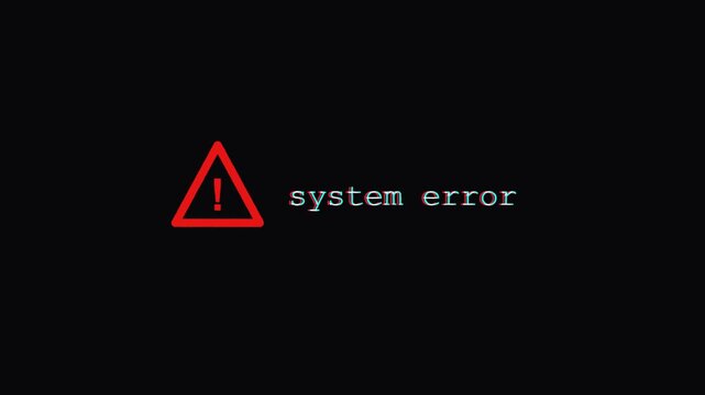 Red warning triangle with exclamation point and system error text