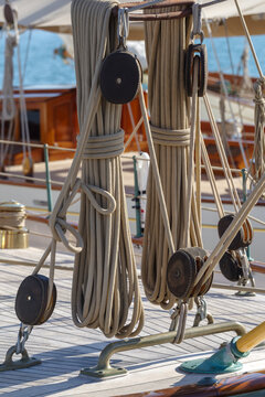 Details of a sailboat in old style