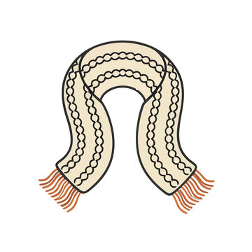Cream scarf with fringe and decorative trim