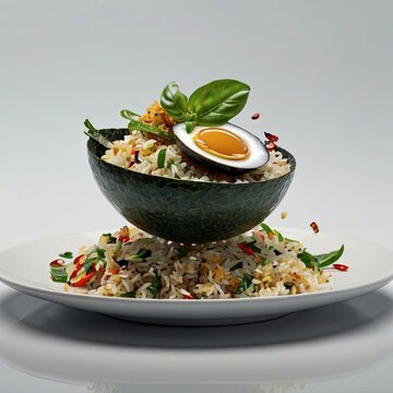 Thai Spicy Basil Fried Rice with Century Egg (Pad Kra Pao Khai Yiao Ma)