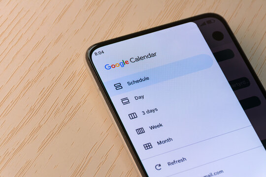 Calendar app interface displayed on smartphone screen close up